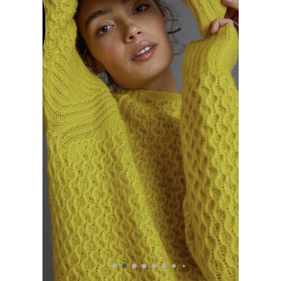 Anthropologie Sweater Size XS Bia Mock Neck Tunic Balloon Sleeve Lime - Picture 4 of 8